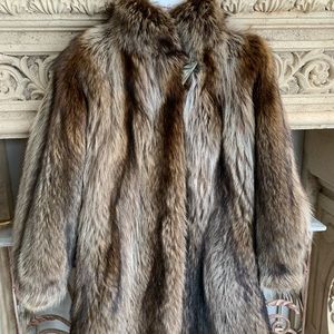 🤩 Genuine Natural Raccoon Fur Coat Fox Fur Looking Pearl Made in Italy Mob Wife